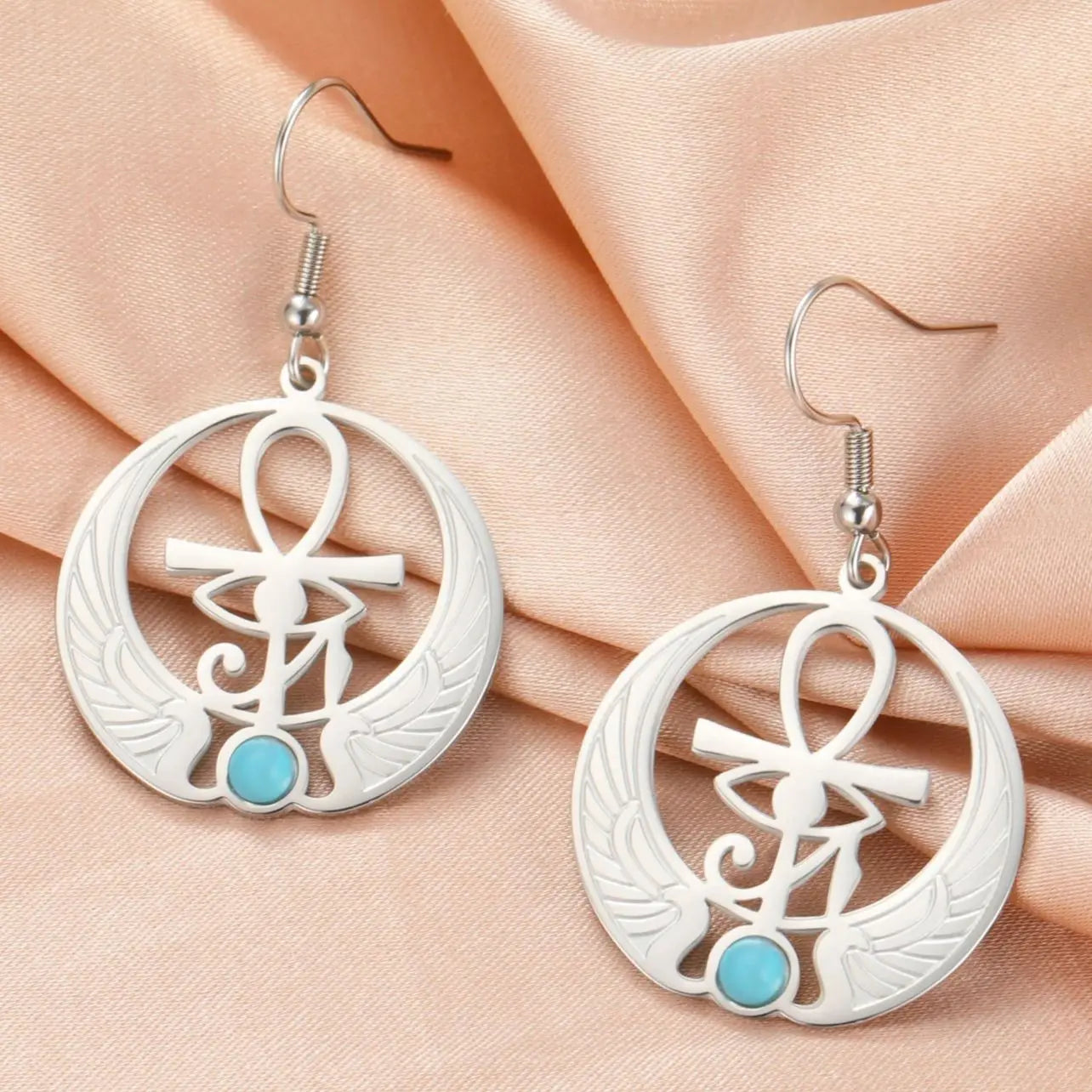 Aretes Colgantes Egipto Ojo de Horus Oudjat plata