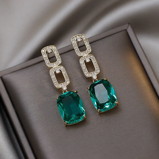 Pendientes Colgantes de Esmeralda para Mujer