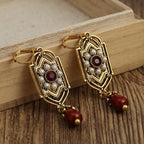 Aretes Colgantes Étnicos Asimétricos rojos