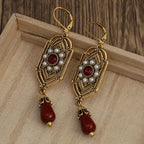 Aretes Colgantes Étnicos Asimétricos rojos