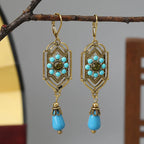Aretes Colgantes Étnicos Asimétricos azules