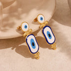 Aretes Colgantes Étnicos Ojo Azul oro