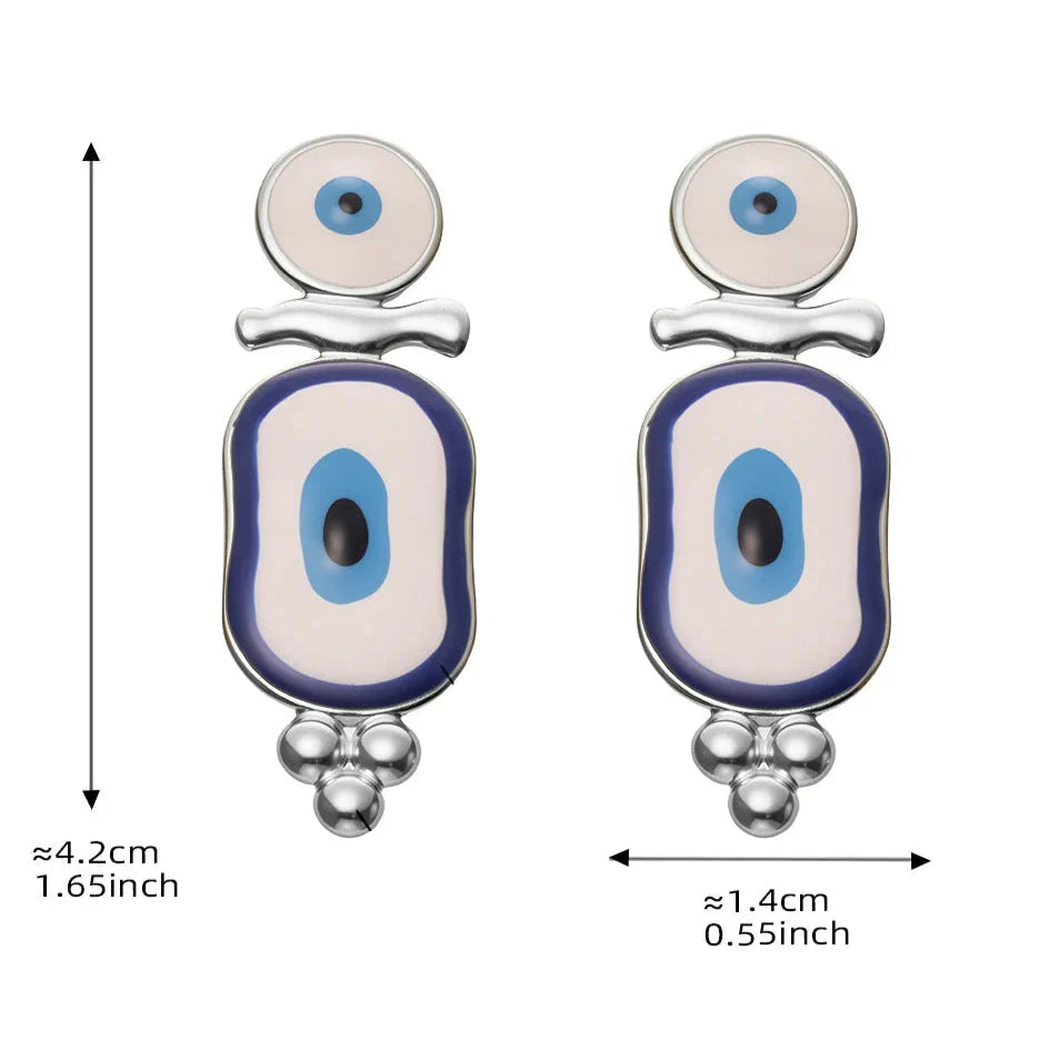 Aretes Colgantes Étnicos Ojo Azul