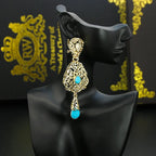 Aretes Colgantes Étnicos Orientales azul turquesa
