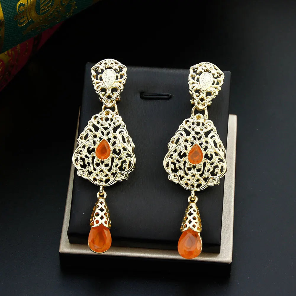 Aretes Colgantes Étnicos Orientales naranja