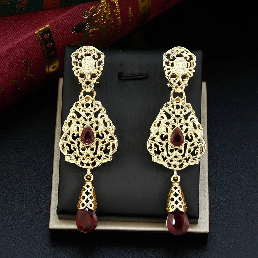 Aretes Colgantes Étnicos Orientales rojo