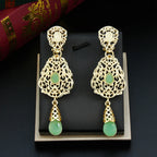 Aretes Colgantes Étnicos Orientales verde claro