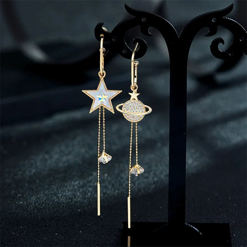 Aretes Colgantes Estrella y Planeta