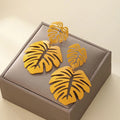 Aretes Colgantes Hoja de Palma amarilla
