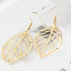Aretes Colgantes Hojas de Laurel oro