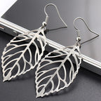Aretes Colgantes Hojas de Laurel plata