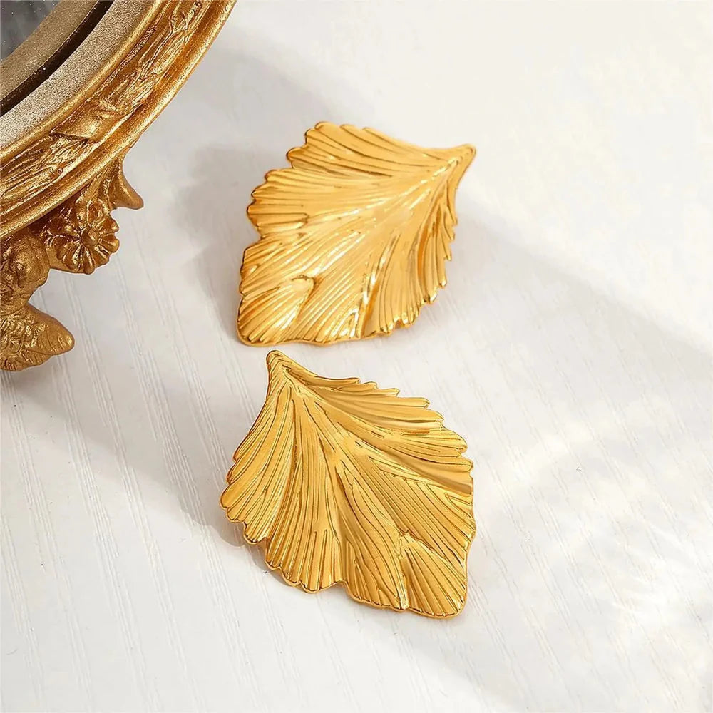Aretes Colgantes de Hojas para Mujer oro