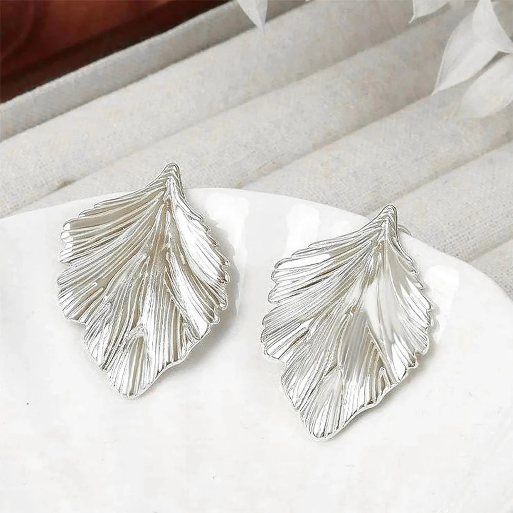 Aretes Colgantes de Hojas para Mujer plata
