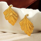 Aretes Colgantes de Hojas para Mujer oro