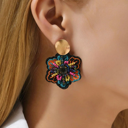 Pendientes Colgantes Flor Colorida
