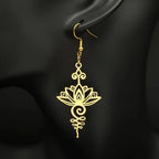 Aretes Colgantes Flor de Loto para Mujer en oro