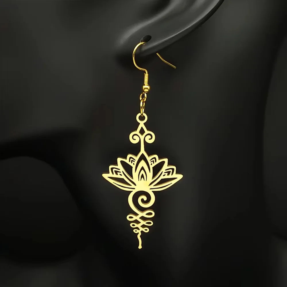 Aretes Colgantes Flor de Loto para Mujer en oro