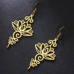 Aretes Colgantes Flor de Loto para Mujer en oro