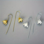 Aretes Colgantes Flor de Magnolia de Plata