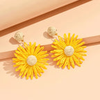 Pendientes Colgantes Flor de Margarita amarilla