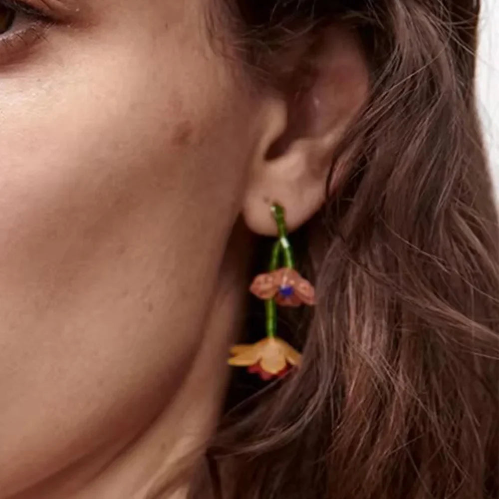 Pendientes Colgantes con Flor Estilo Bohemio