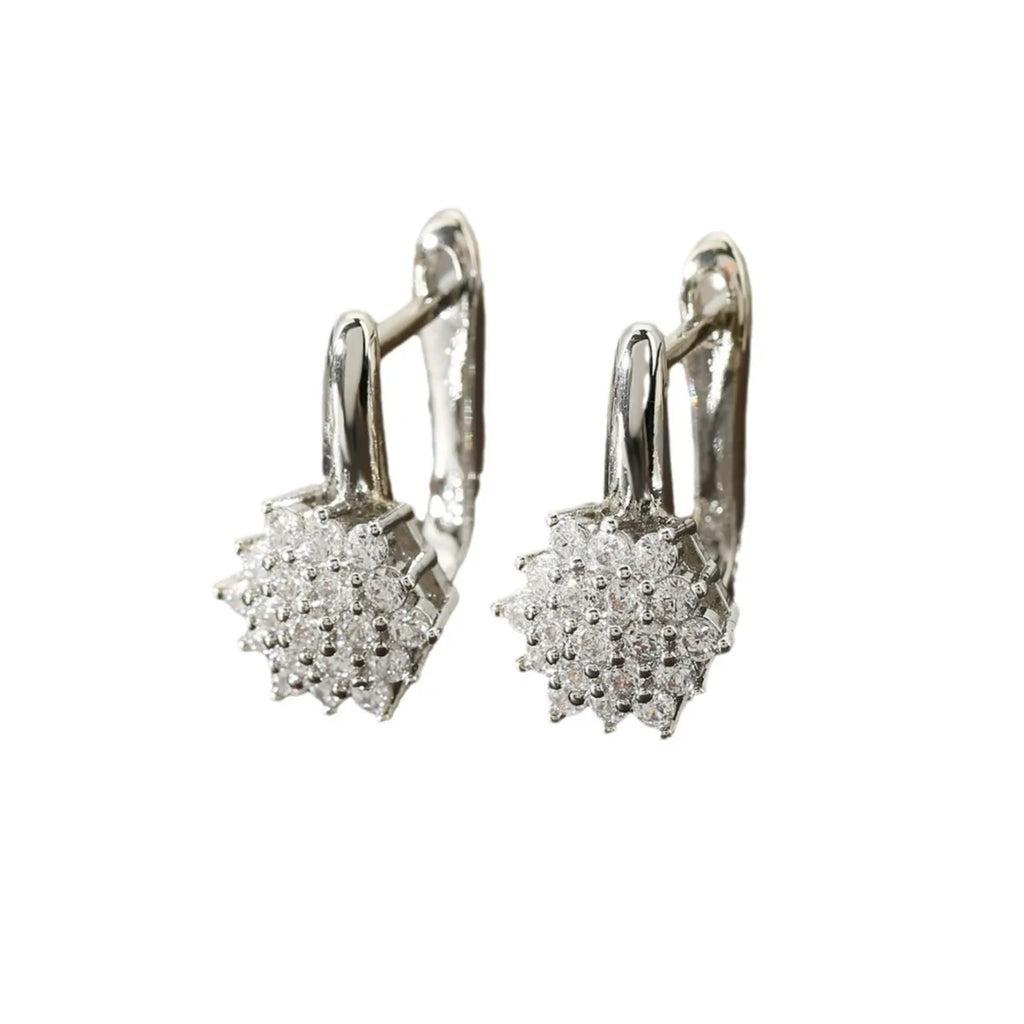 Aretes Colgantes Flor de Circonia blanca B