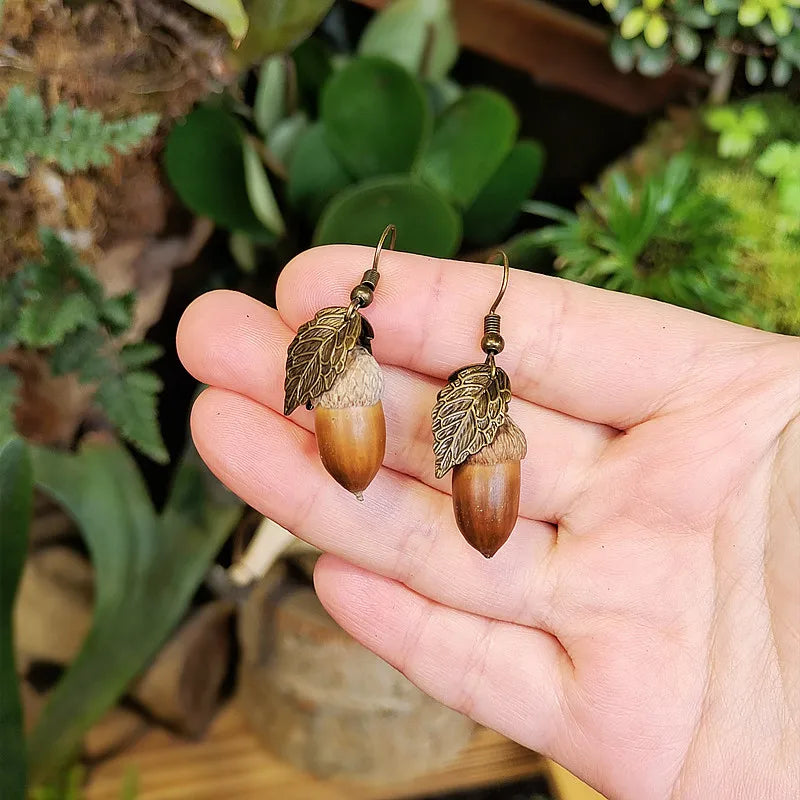 Pendientes Colgantes con Borla de Madera