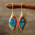 Pendientes Colgantes Gota de Agua Color Oro Azul y Naranja