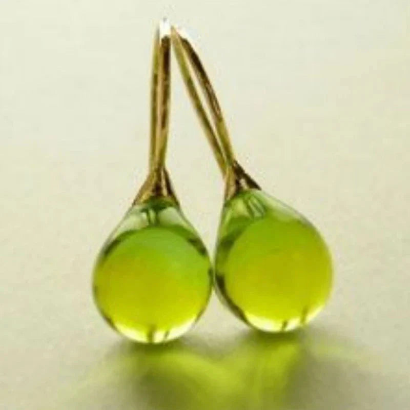 Pendientes Colgantes Gota de Agua en color oro y verde
