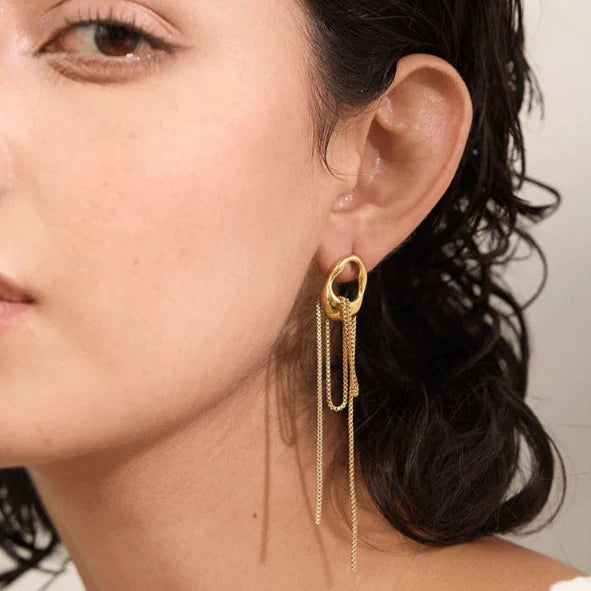 Aretes Colgantes Gota de Agua para Mujer en oro
