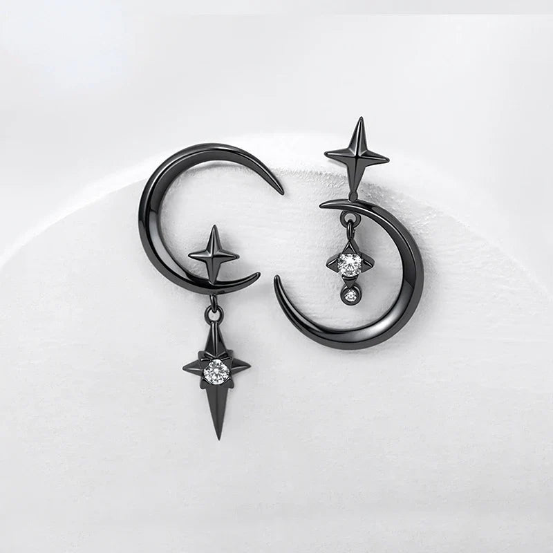 Aretes Colgantes Luna y Estrellas