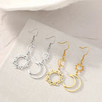 Aretes Colgantes Luna y Sol