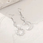 Aretes Colgantes Luna y Sol plata