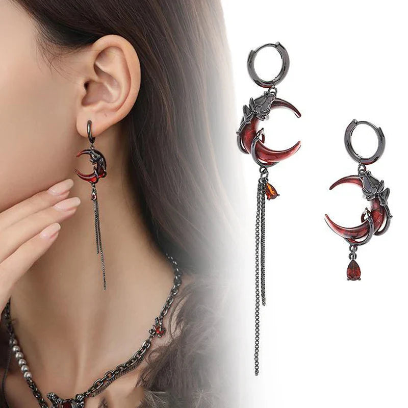 Aretes Colgantes Luna para Mujer