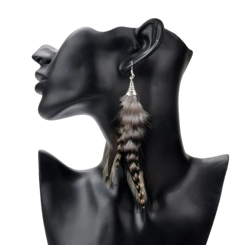Pendientes Colgantes de Plumas de Faisán