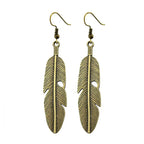Aretes Colgantes de Plumas para Mujer en bronce