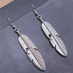 Aretes Colgantes de Plumas para Mujer en plata
