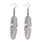Aretes Colgantes de Plumas para Mujer en plata