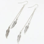 Aretes Colgantes de Plumas en Plata