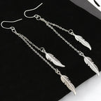 Aretes Colgantes de Plumas en Plata