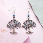 Aretes Colgantes para Mujer Árbol de la Vida azul
