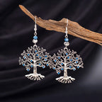Aretes Colgantes para Mujer Árbol de la Vida azul