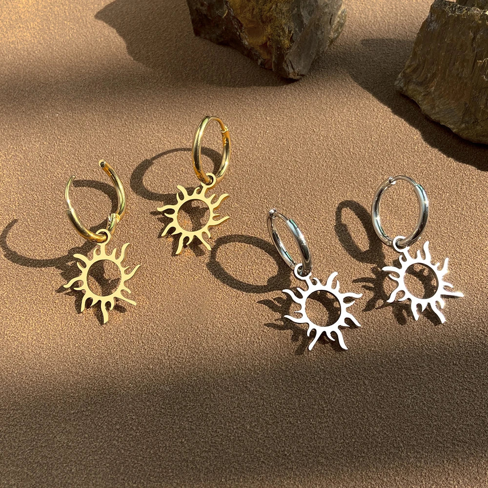 Aretes Sol Astro Oro O Plata