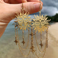 Aretes Colgantes Sol y Estrellas