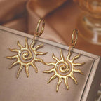 Aretes Colgantes Sol Dorado