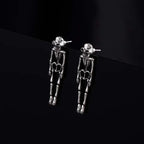 Aretes Colgantes de Esqueleto en plata