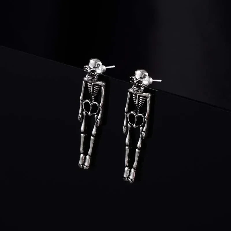Aretes Colgantes de Esqueleto en plata