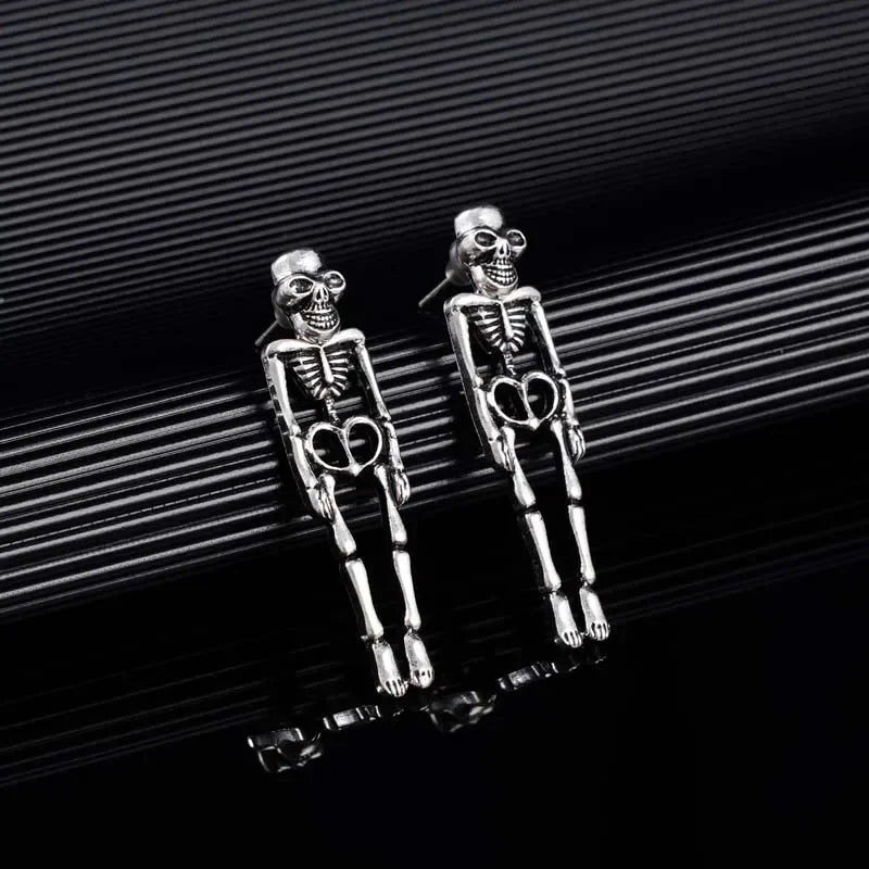 Aretes Colgantes de Esqueleto en plata