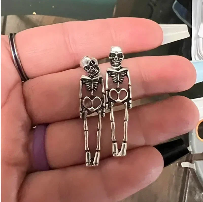 Aretes Colgantes de Esqueleto en plata
