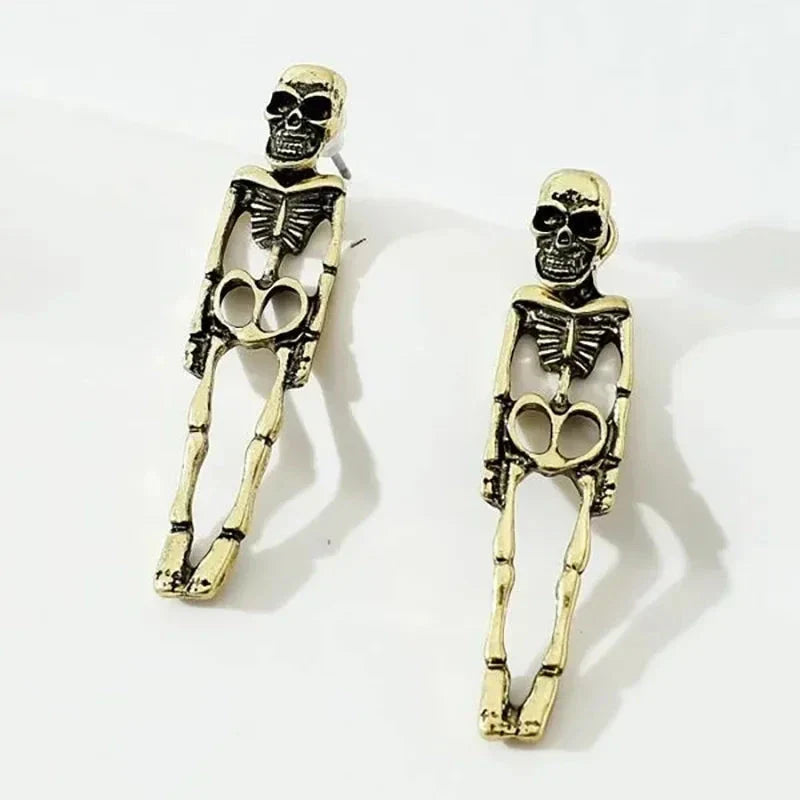 Aretes Colgantes de Esqueleto en oro